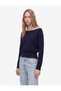 Viscose Blended Boat Neck Long Sleeve Knit Sweater - 2