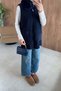 Soft Fur Collar Vest Navy Blue - 4