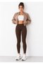 Women's Brown Steel Winter Leggings with Fleece Inside, Corset Support, Body Shaper, High Waist Tights - 7