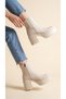 Simple High Thick Heeled Women's Short Boots with Side Zipper - 3