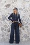 Navy Blue Stonewashed Wide Leg Jeans - 2
