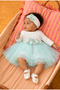 Baby Girl Floral Detailed Tulle Dress with Inner Bodysuit, Shoes and Bandana as a Gift