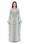 Women's Long Caftan with Embroidery and Shiny Stone Work and Butterfly Sleeves, Model 01