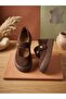Genuine Leather Brown Suede Women's Leather Velcro Ballerinas Dp87-0182 - 2