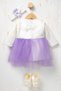 Baby Girl Floral Detailed Tulle Dress with Inner Bodysuit, Shoes and Bandana as a Gift - 7