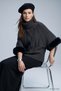 High-Necked Knitted Sweater with Fur Sleeves 2669 Anthracite
