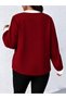 Women's Contrast Collar Detailed V-Neck Long Sleeve Stylish Blouse - 5