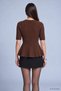 Short Sleeve Skirted Flounce Sweater 2537 Brown - 4