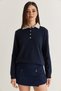 Women's Navy Blue-Beige Contrast Polo Collar Button Detailed Knitwear Sweater Tk261107 60286633 - 2