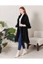 Women's Knitwear Poncho with Fur Detail and Tassels, Shawl Collar Poncho - 7
