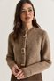 Women's Mink Gold Button Detailed Crew Neck Soft Textured Knitwear Cardigan Th261074 60286583 - 4