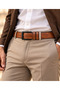 Men's Classic Belt Stylish Textured Leather Look Metal Buckle Belt - 2