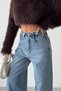 Women's Waist Detail Wide Leg Blue Jeans - 5