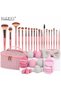 40-PCS Makeup Brush & Sponge Set with Cosmetic Storage Bag, Beauty Blenders, Powder Puffs, Mini Sponges & Spa Headband – Professional Makeup Kit Pink - 4