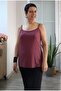 Dark Fuchsia Corded Rope Strap Combed Viscose T-Shirt - 5