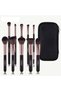 10 Pcs Makeup Brush Set with Zippered Travel Case, Professional Matte Black & Rose Gold Synthetic Bristles Cosmetic Brushes Kit, Soft Face Foundation Powder Blush Eyeshadow Blending Brush Set