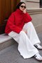 Elasticized High Collar Buttoned Jacket Tsd260321 Red - 5
