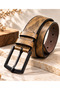 Men's Classic Belt Stylish Textured Leather Look Metal Buckle Belt