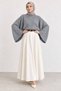 Women's Black Crew Neck Oversize Wide Sleeve Knitwear Sweater - 7