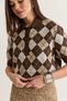 Women's Brown-Mink Diamond Patterned Polo Collar Short Sleeve Knitwear Sweater Tk261122 60286629 - 7