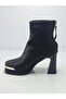 26K414-2 Black Women's Winter Leather Heeled Boots - 5