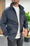 Men's Hooded Softshell Raincoat Navy Blue Edw516 - 4