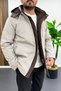 Men's Hooded Lined Premium Coat Stone Edw515 - 2