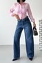 Women's Waist Detail Wide Leg Navy Blue Jeans - 5
