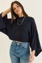 Women's Navy Blue Bat Sleeve Loose Crop Knitwear Sweater Tk261117 60286639