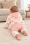 Baby Girl 3 Piece Set Hooded Plush Jacket Teddy Bear Embroidered Top and Pants Ak2482 - 4