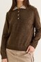 Women's Brown-Beige Contrast Polo Collar Button Detailed Knitwear Sweater Tk261107 60286633 - 5