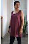 Dark Fuchsia Bordom Thick Strap Combed Viscose T-Shirt - 4