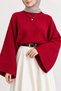 Women's Black Crew Neck Oversize Wide Sleeve Knitwear Sweater