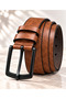 Men's Classic Belt Stylish Textured Leather Look Metal Buckle Belt - 3