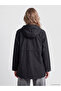 Alita City Lcw Vision Black Hooded Leather Look Women's Raincoat with a Difference - 5