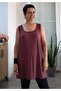 Dark Fuchsia Bordom Thick Strap Combed Viscose T-Shirt - 3