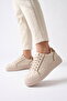 Beige Lace-Up Thick Comfortable Sole Women's Casual Walking Shoes Sneaker 26201