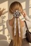13 cm Season's Trend Large Satin Rose Hair Clip – Stylish Hair Accessory with Long Ribbon - 2