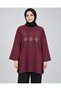 Women's Burgundy Stone Embroidered Slit Oversize Oysho Tunic - 3