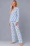 Women's Shirt Collar Patterned Blue Pajama Set 4816 - 3