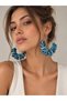 Handmade Blue Turquoise Patterned Fabric Hoop Earrings – Bohemian Style – Limited Edition - 2