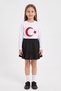 Girls' White Flag Long Sleeve T-Shirt Black Ribbon Skirt April 23 October 29 Performance Outfit - 3