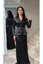 Women's Floral Patterned Jacket Skirt Set – Tie-Back Jacket, Long Skirt, Lined Jacket Skirt Two-Piece Set - 2