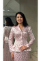 Women's Floral Patterned Jacket Skirt Set – Tie-Back Jacket, Long Skirt, Lined Jacket Skirt Two-Piece Set - 2