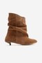 Lancy Tan Suede Genuine Leather Women's Bellows Short Heeled Boots - 8