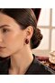 Burgundy Square Vintage Style Gold Color Earrings - 2