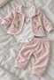 Baby Girl Set Floral Patterned Cardigan Bodysuit Trousers 3-Piece Set Premium Set 3 6 9 12 Months