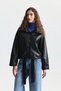 Wide Collar Faux Leather Jacket