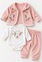 Baby Girl Set Floral Patterned Cardigan Bodysuit Trousers 3-Piece Set Premium Set 3 6 9 12 Months - 3