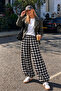 Women's Beige Plaid Patterned Loose Cut Elastic Cuffed Trousers Nns026 - 4